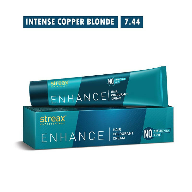 Streax Professional Enhance Hair Colourant - Intense Copper Blonde 7.44 - Distacart