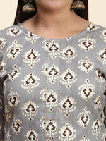 Thumbnail for Kalini Floral Printed Round Neck Kurta with Trousers - Distacart