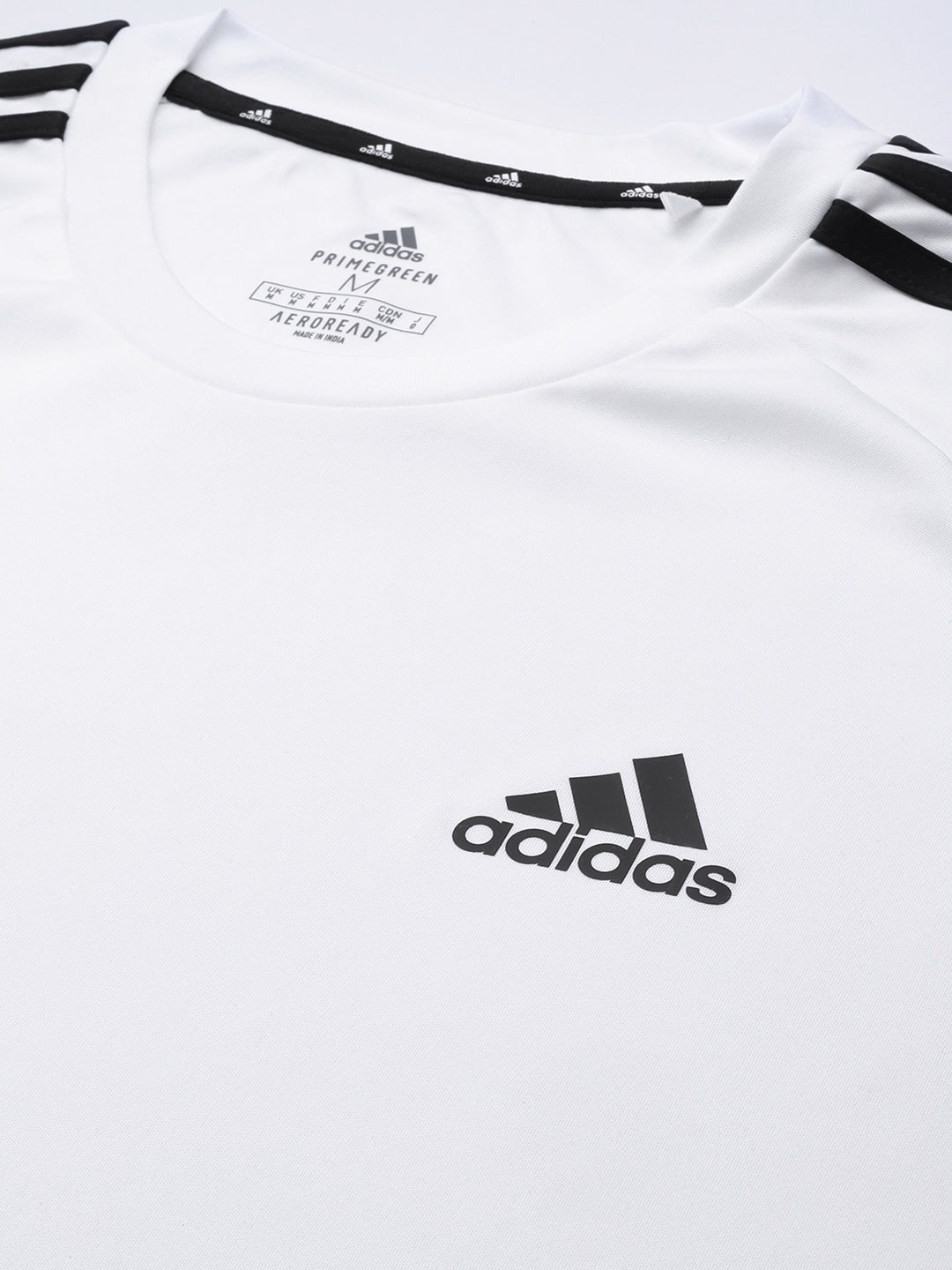 Adidas Men White Sereno 3-Stripes Brand Logo Printed Football T-shirt - Distacart