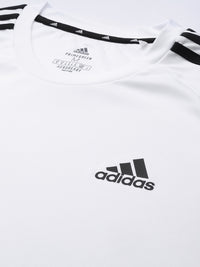 Thumbnail for Adidas Men White Sereno 3-Stripes Brand Logo Printed Football T-shirt - Distacart