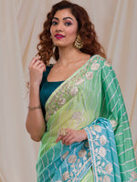 Thumbnail for Koskii Striped Embroidered Saree - Distacart