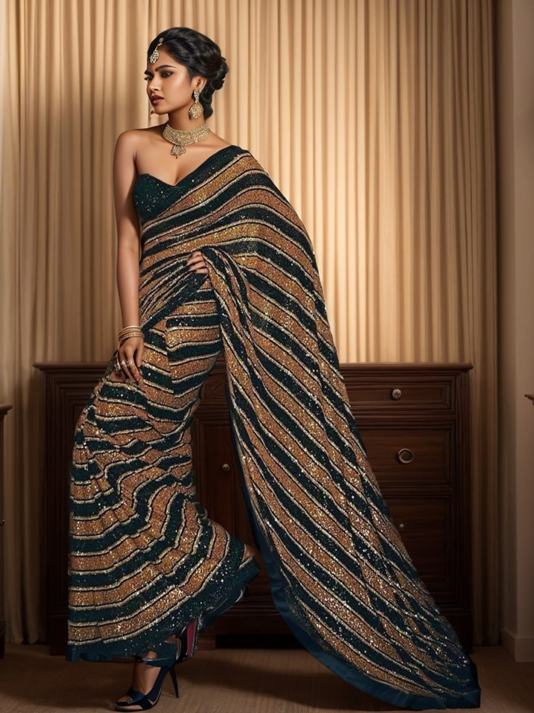 Kalini Embellished Sequinned Pure Georgette Saree - Distacart