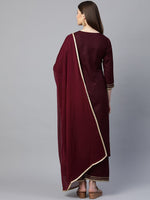 Thumbnail for Kalini Women Maroon Floral Embroidered Gotta Patti Kurta with Palazzos & With Dupatta - Distacart
