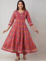 Thumbnail for Kalini Women Maroon Floral Printed Pure Cotton Kurta with Trousers - Distacart