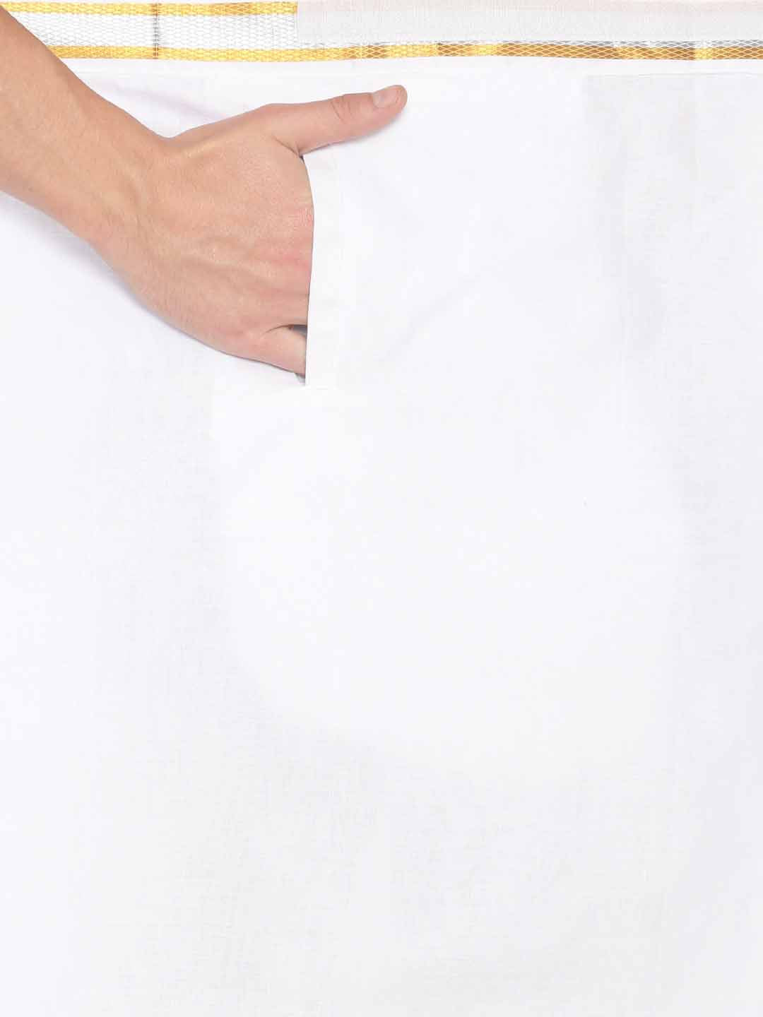 Sethukrishna Men White Solid Readymade Pocket Dhoti - Distacart