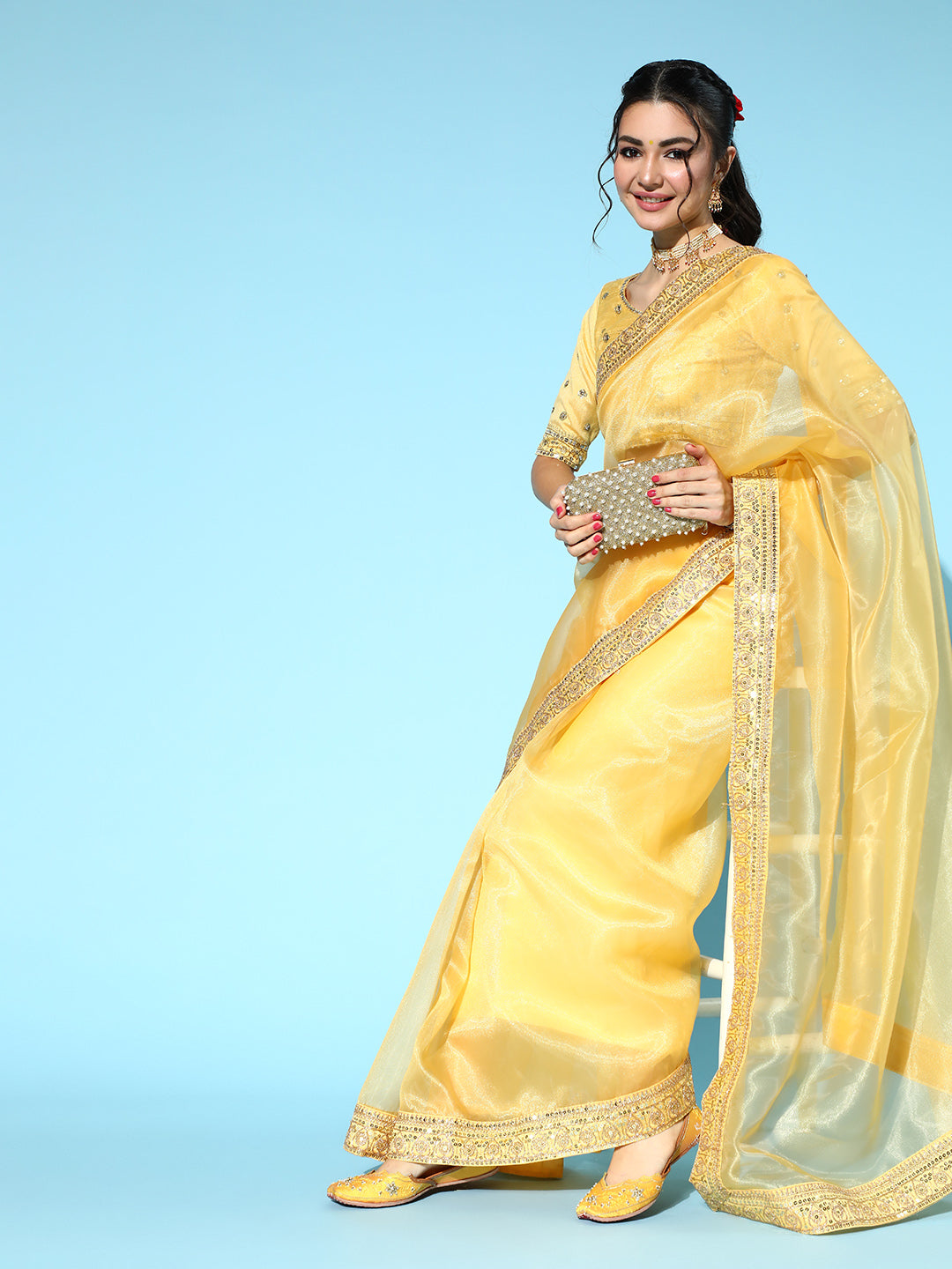 Saree Mall Solid Saree with Woven Design Border - Distacart