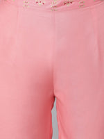 Thumbnail for Khushal K Women Pink & Golden Ethnic Motifs Printed Kurta with Trousers & Dupatta - Distacart