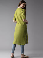 Thumbnail for HERE&NOW Women Sap Green Solid Symmetric Kurta - Distacart