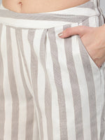 Thumbnail for Jaipur Kurti Women Grey Striped Co-Ords - Distacart