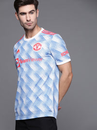 Thumbnail for Adidas Men White & Blue Aeroready MANCHESTER UNITED MUFC A JSY Susatainable T-shirt - Distacart