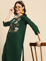 Thumbnail for Sangria Ethnic Motif Embroidered Thread Work Thread Work Kurta - Distacart