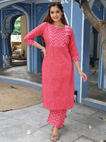 Thumbnail for Kalini Kalini Women Pink Bandhani Printed Kurta with Palazzos - Distacart
