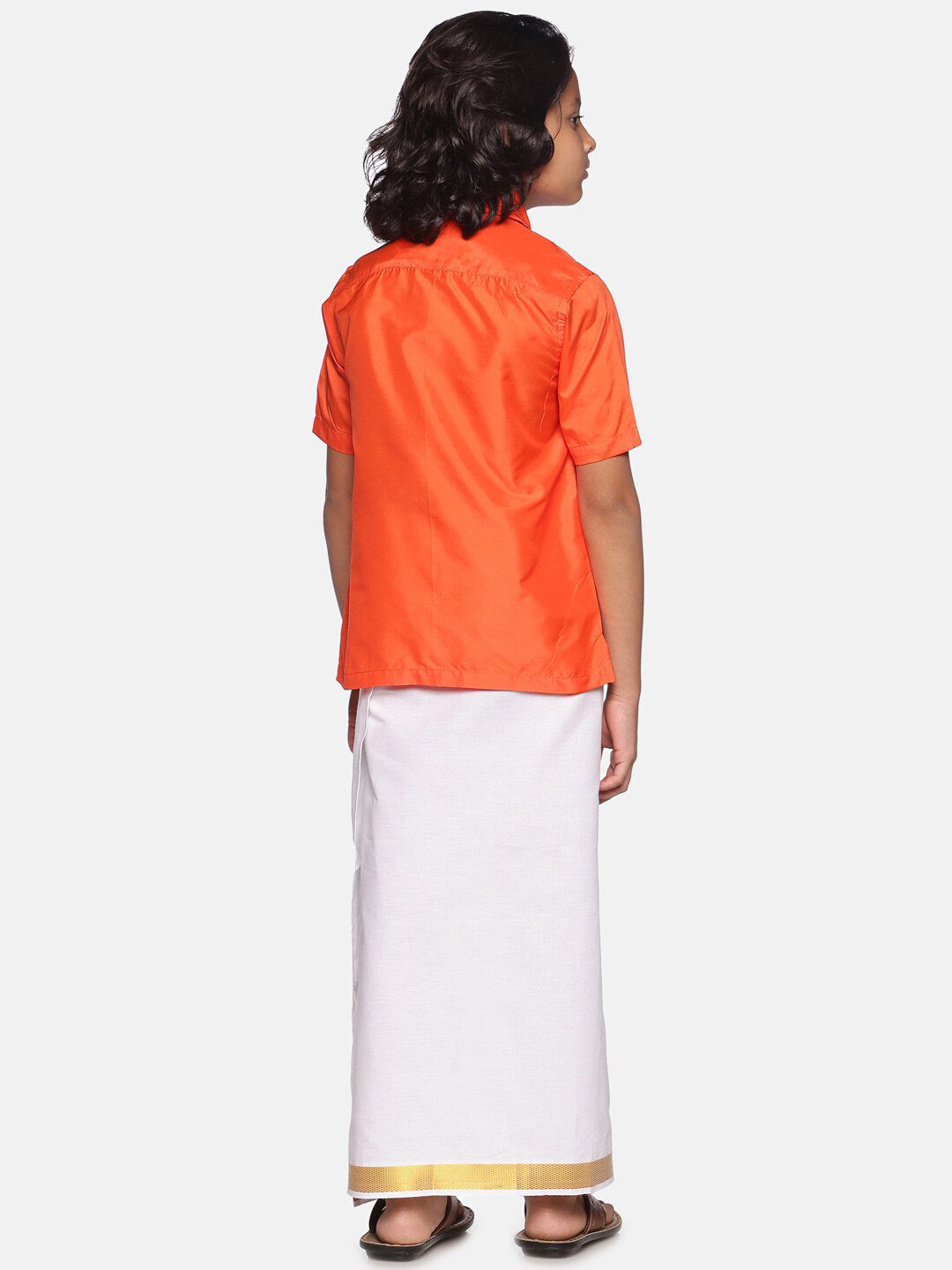 Sethukrishna Boys Orange & White Shirt with Dhoti - Distacart