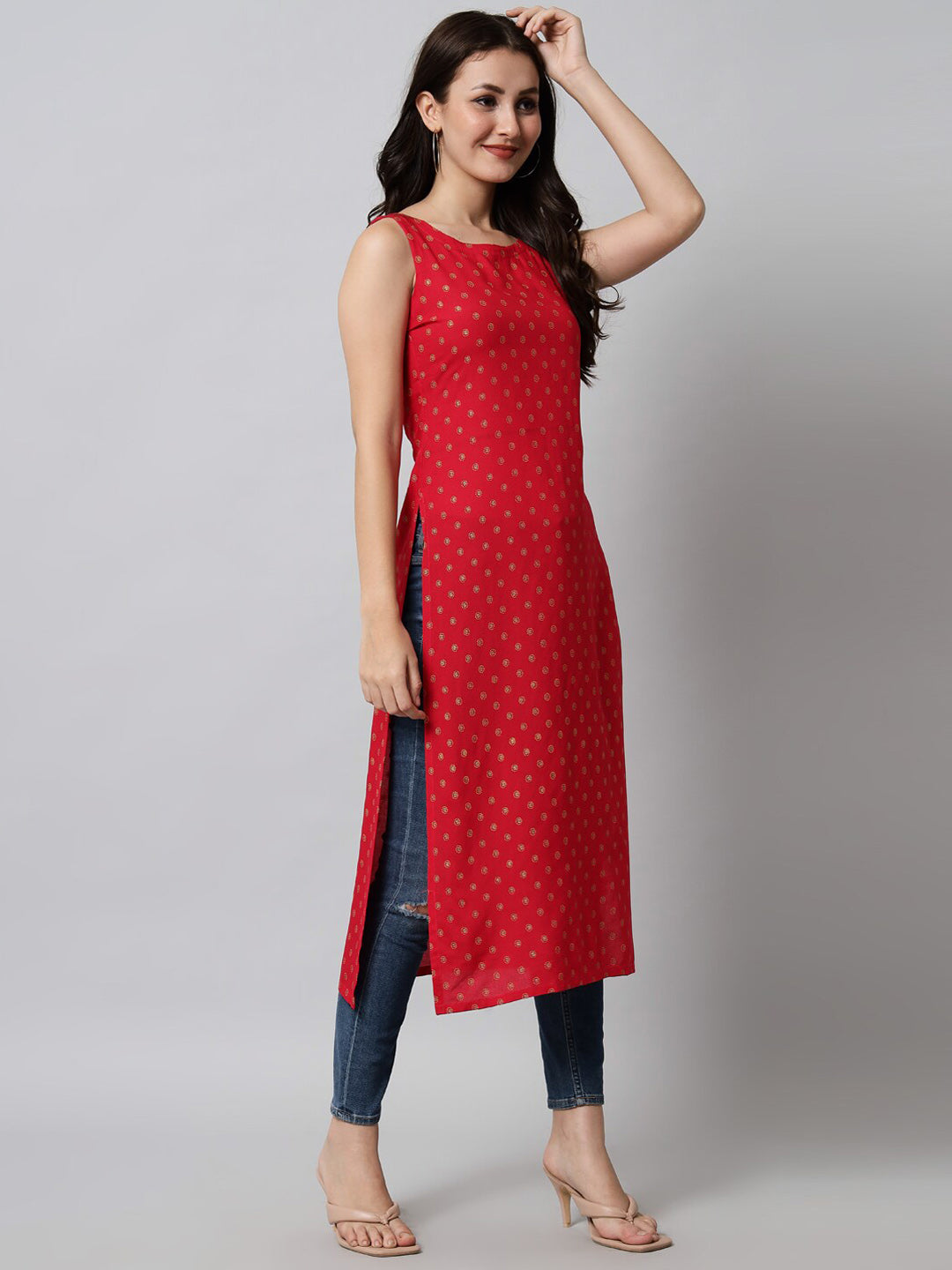 Kalini Women Pink Geometric Printed Kurta - Distacart