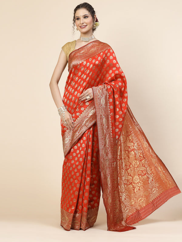 Kalini Ethnic Motifs Woven Design Jacquard Zari Banarasi Saree - Distacart