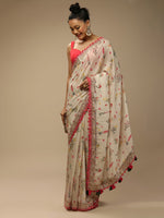 Thumbnail for Sangria Floral Embellished Chiffon Saree - Distacart