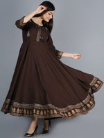 Thumbnail for Kalini Women Brown Printed Anarkali Kurta - Distacart