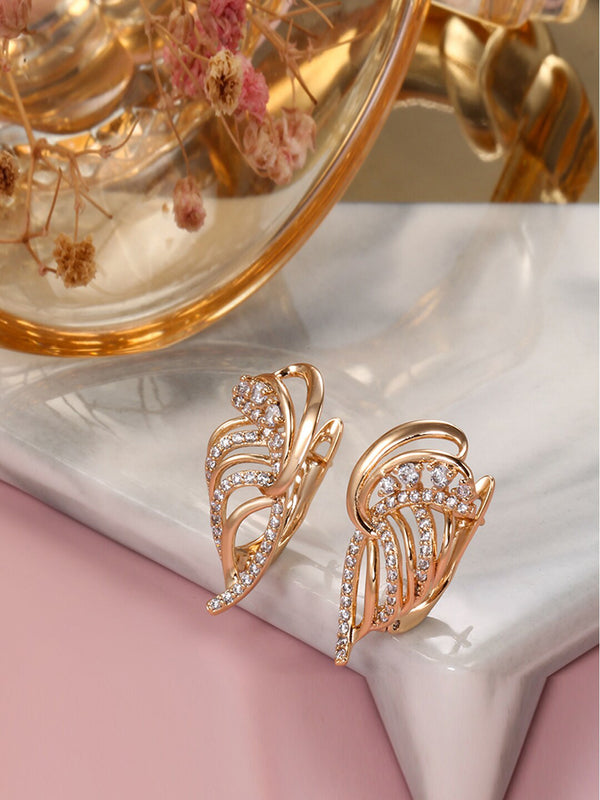 Shining Diva 18k Rose Gold Plated Zircon Earrings - Distacart