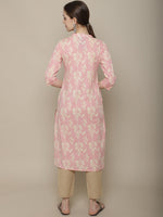 Thumbnail for Sangria Women Pink & Beige Cotton Floral Printed Floral Kurta - Distacart