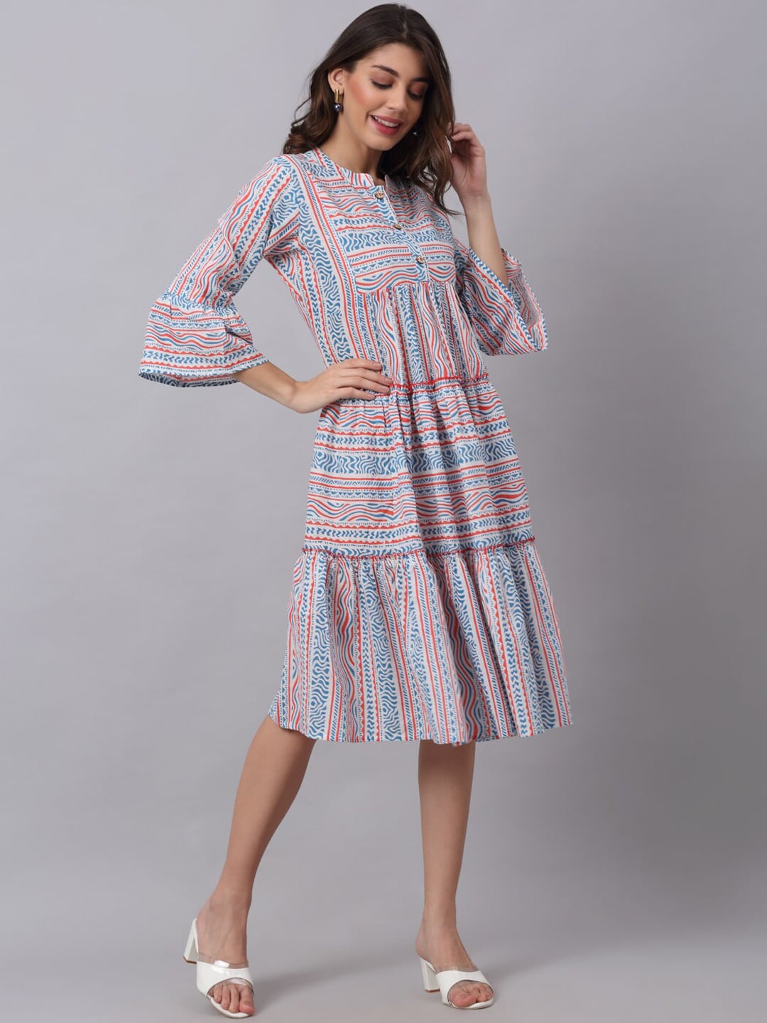 Kalini Women White Checked Flared Sleeves White Romance Anarkali Kurta - Distacart