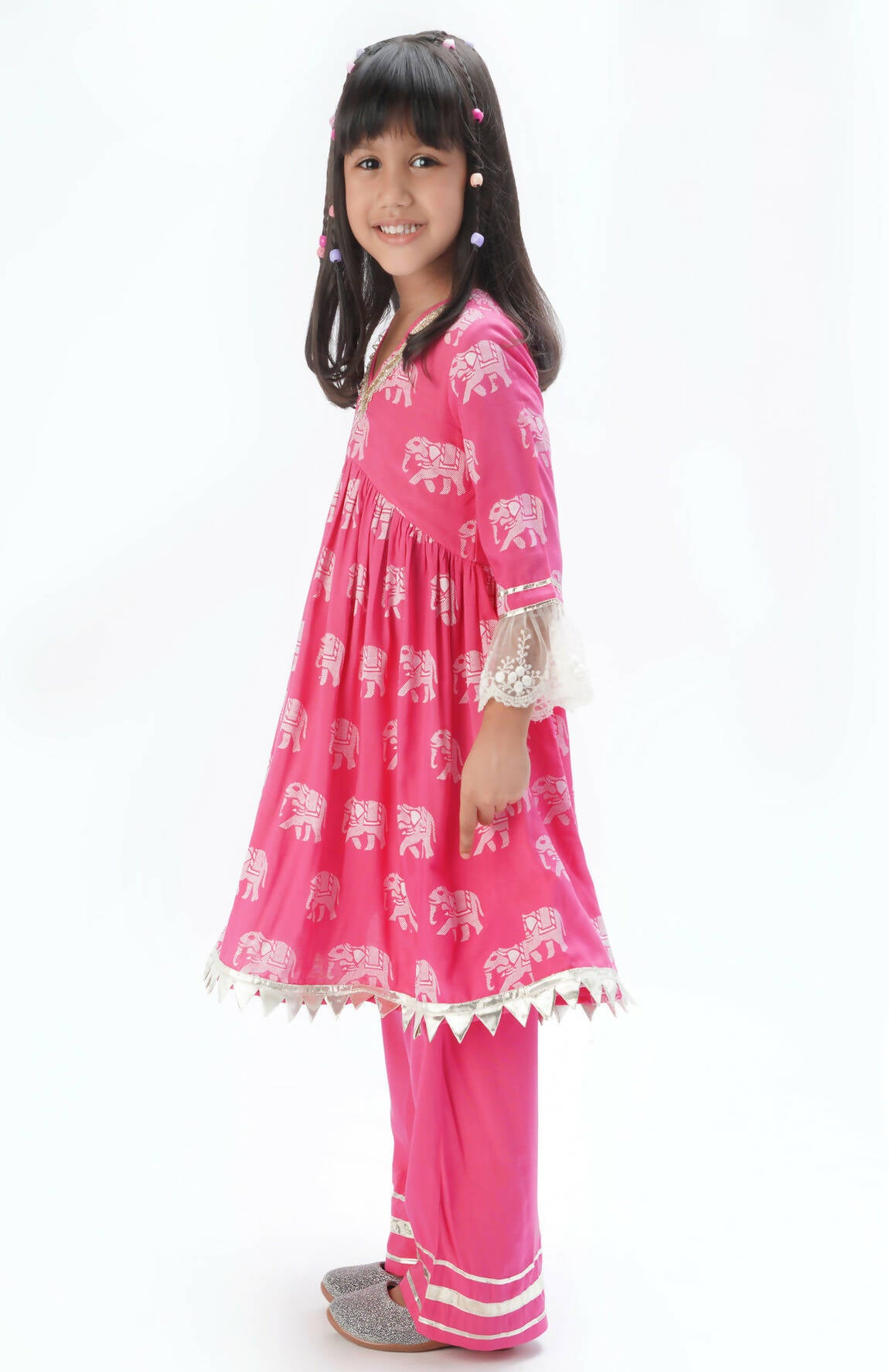 Lil Drama Trunk Tales Girls Pink Kurta With Pant Set - Distacart