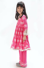 Thumbnail for Lil Drama Trunk Tales Girls Pink Kurta With Pant Set - Distacart