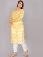 Thumbnail for Kalini Women Yellow Ethnic Motifs Printed Floral Kurta - Distacart