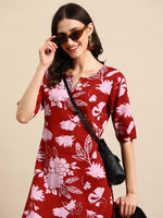 Thumbnail for Sangria Floral Printed Regular Kurta with Trousers - Distacart