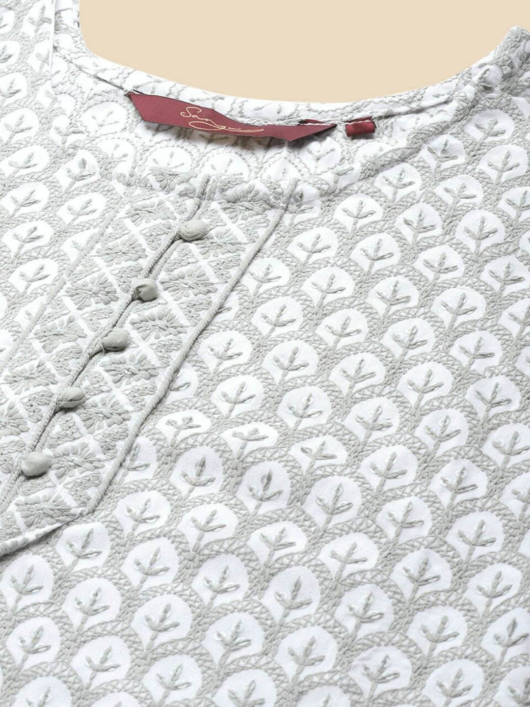 Sangria Embroidered Sequin Straight Kurta - Distacart