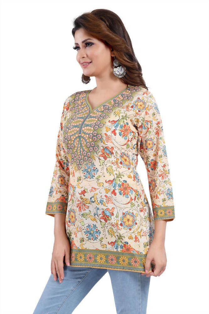Snehal Creations Elegant Faux Crepe Printed Short Kurti Tunic