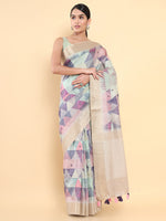 Thumbnail for Soch Purple & Pink Woven Design Zari Pure Silk Tussar Saree - Distacart