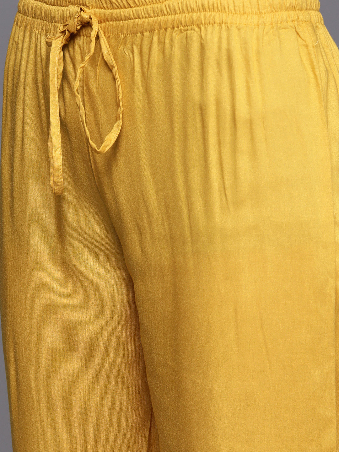 Biba Women Mustard & Golden Striped Kurta with Trousers - Distacart