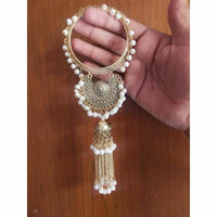 Thumbnail for Gold Color With White Pearls Party Wear Latkan Bangles
