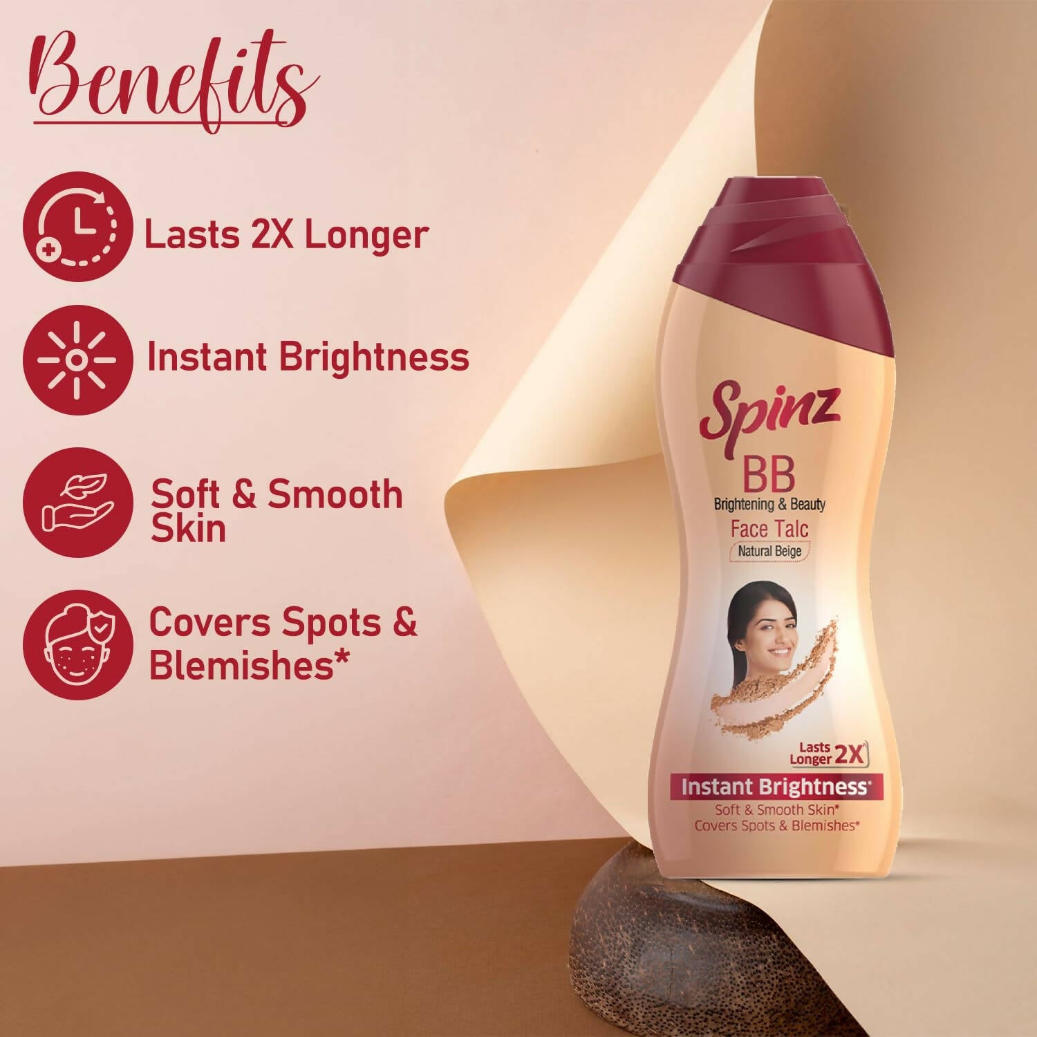 Spinz BB Brightening & Beauty Face Talc - Natural Beige - Distacart