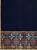 Thumbnail for Sangria Navy Blue Solid Saree - Distacart
