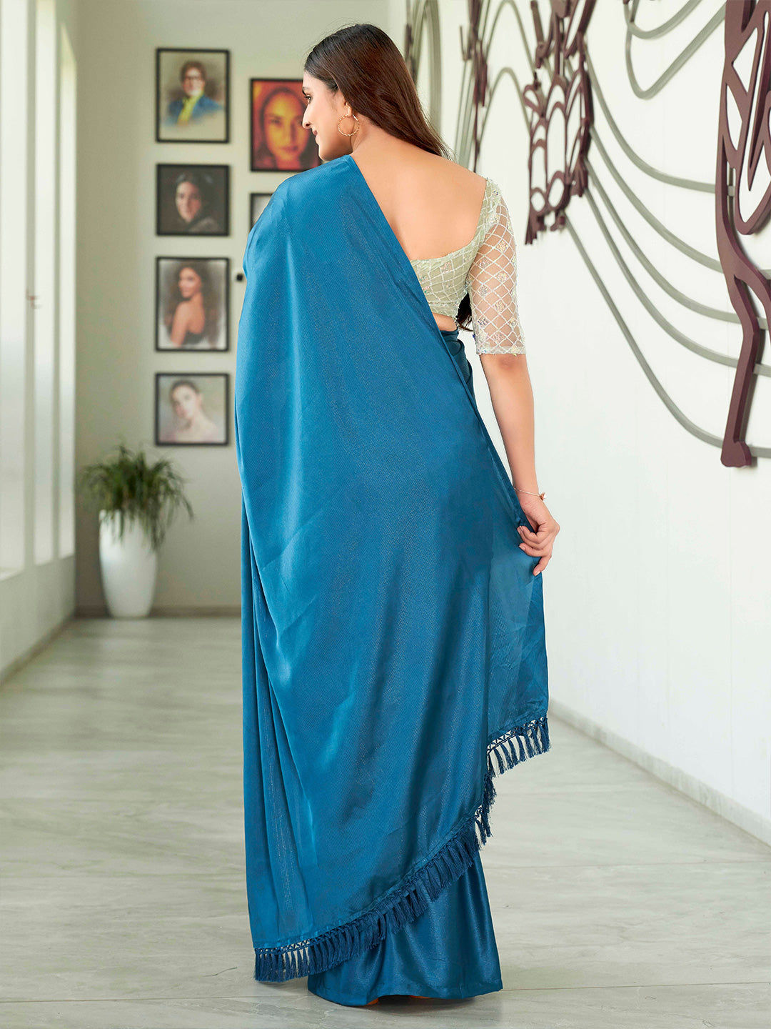 Tikhi Imli Solid Satin Saree - Distacart