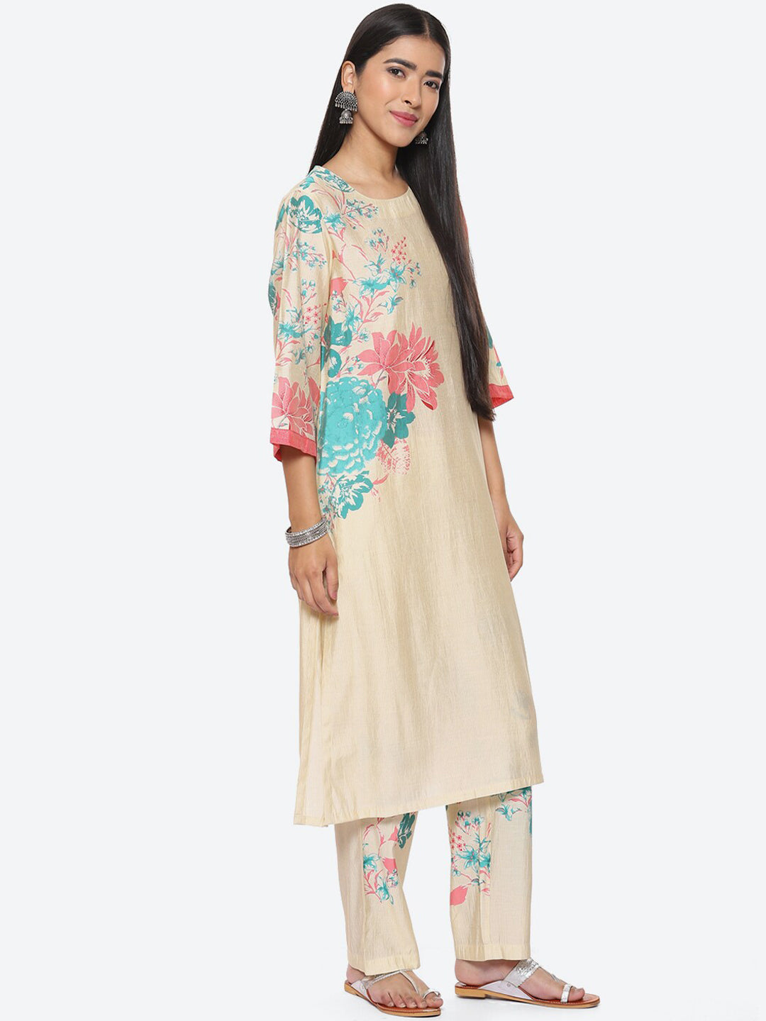 Biba Floral Printed Kurta with Trousers - Distacart