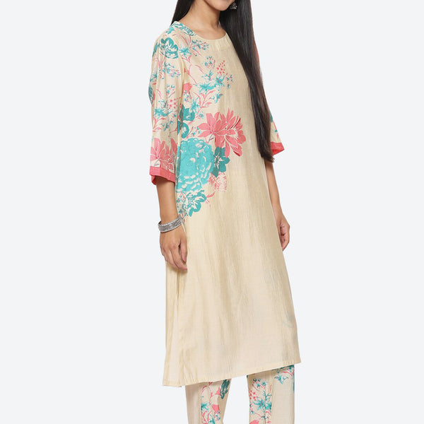 Biba Floral Printed Kurta with Trousers - Distacart