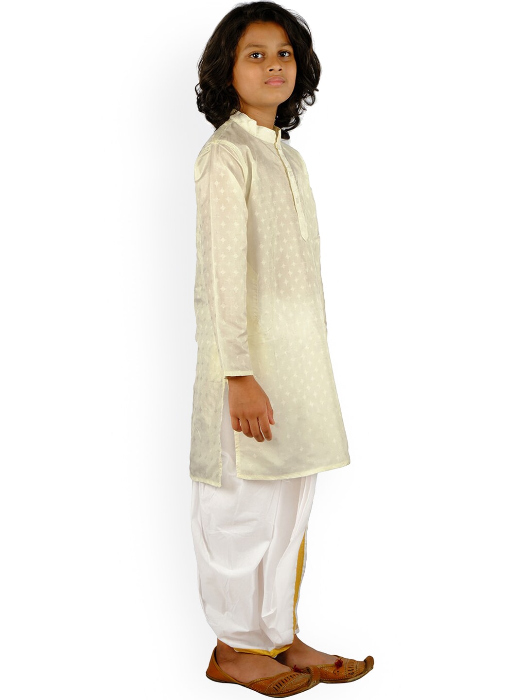 Sethukrishna Boys Cream-Coloured Printed Kurta with Dhoti Pants - Distacart