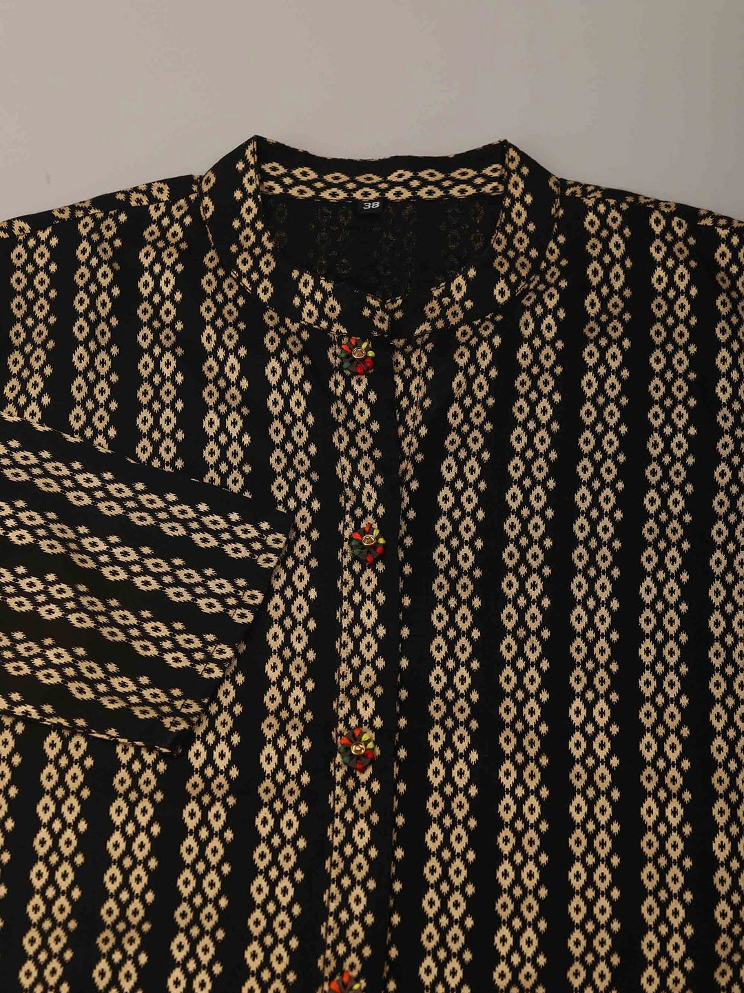 Kalini Women Black Ethnic Motifs Striped Thread Work Kurta - Distacart