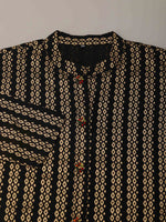 Thumbnail for Kalini Women Black Ethnic Motifs Striped Thread Work Kurta - Distacart
