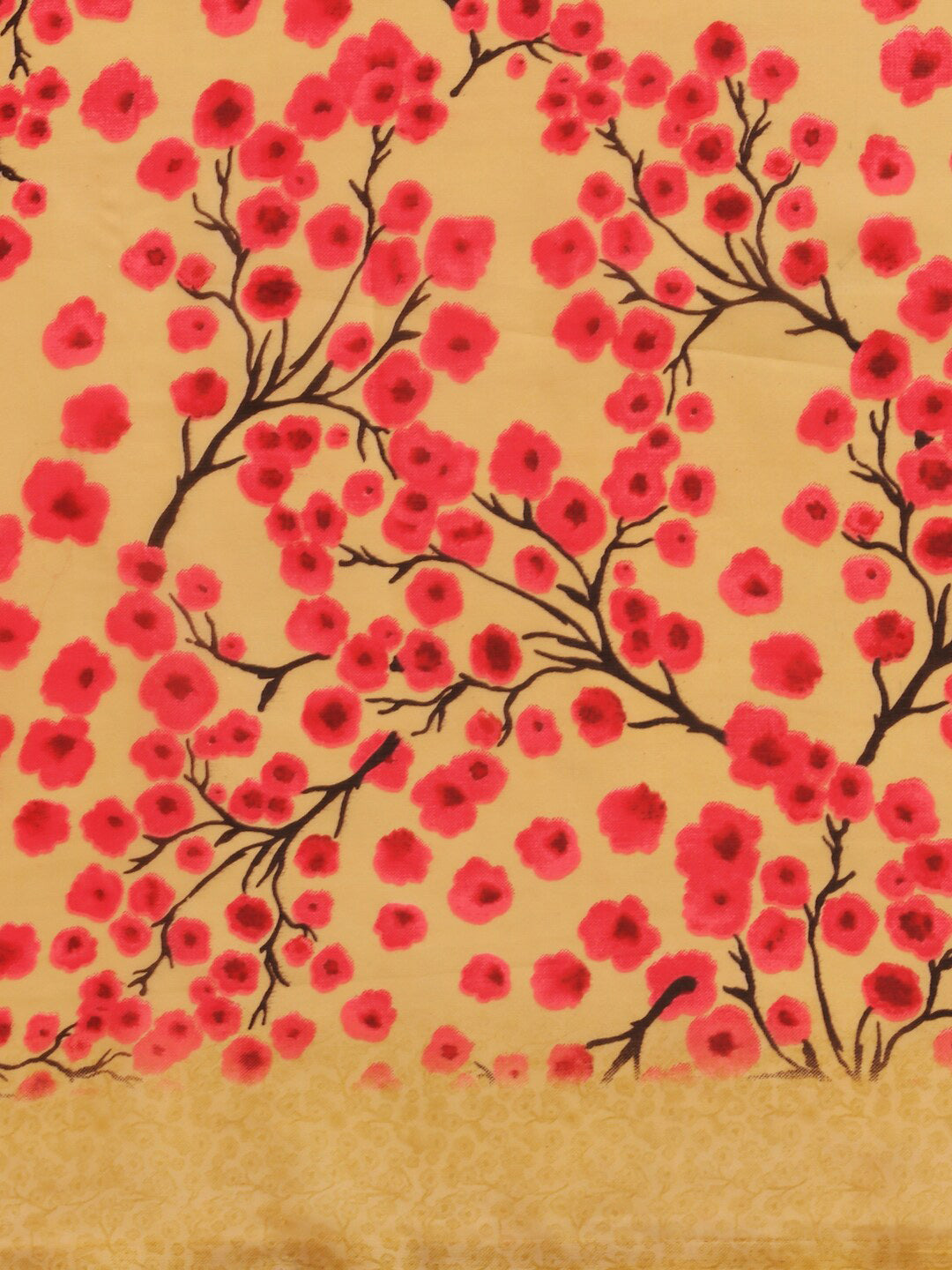 Sangria Beige & Peach-Coloured Floral Printed Georgette Saree - Distacart