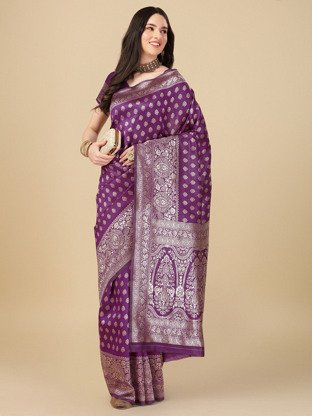 Kalini Ethnic Motifs Zari Art Silk Banarasi Saree - Distacart