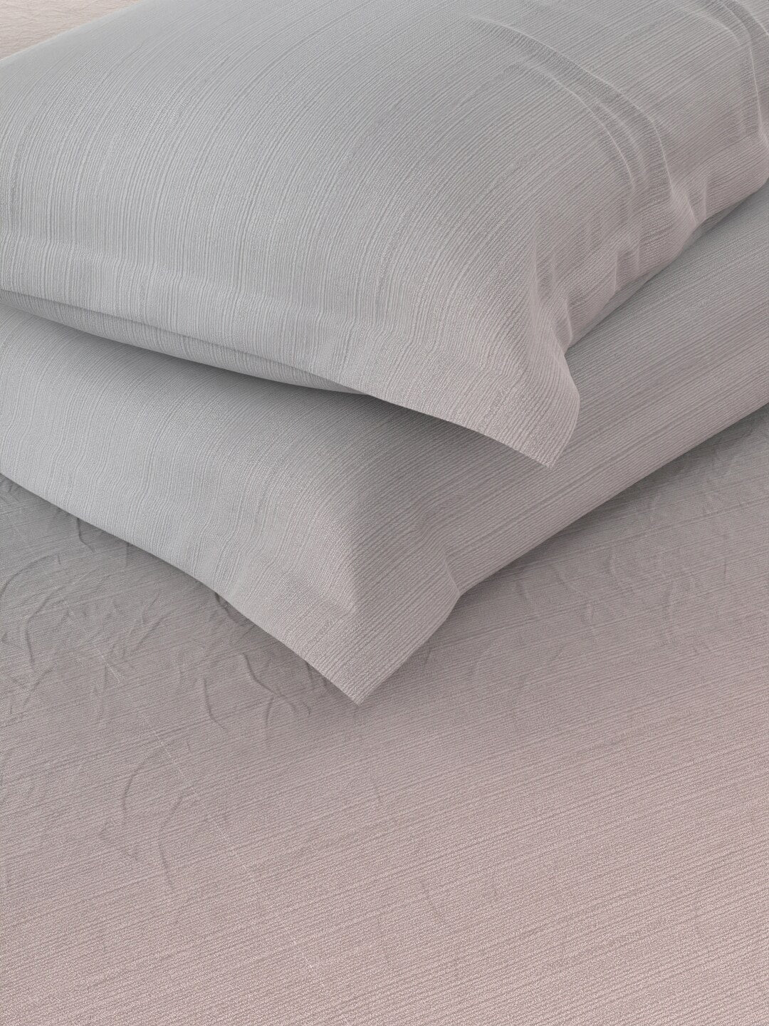 Nautica Grey & Pink 160 TC King Bedsheet With 2 Pillow Covers - Distacart