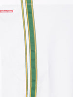 Thumbnail for Sethukrishna Boys Olive Green & White Solid Shirt and Veshti Set - Distacart