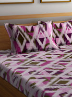 Thumbnail for BOMBAY DYEING Marigold Purple Geometric Cotton 104 TC King Bedsheet With 2 Pillow Covers - Distacart