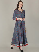 Thumbnail for Kalini Women Navy Blue & Red Floral Printed Floral Anarkali Fusion Kurta - Distacart