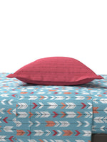 Thumbnail for MYTRIDENT Blue White Geometric Cotton 144 TC Queen Bedsheet With 2 Pillow Covers - Distacart