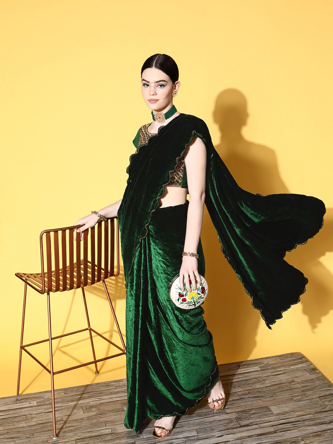 Mitera Solid Saree with Embellished border - Distacart