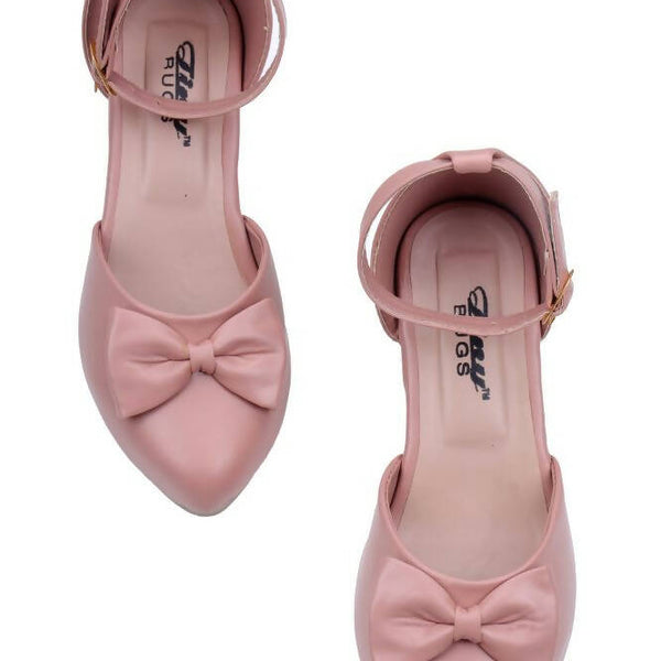 Tiny Bugs Girls Bow Embellished Ballerinas - Peach - Distacart